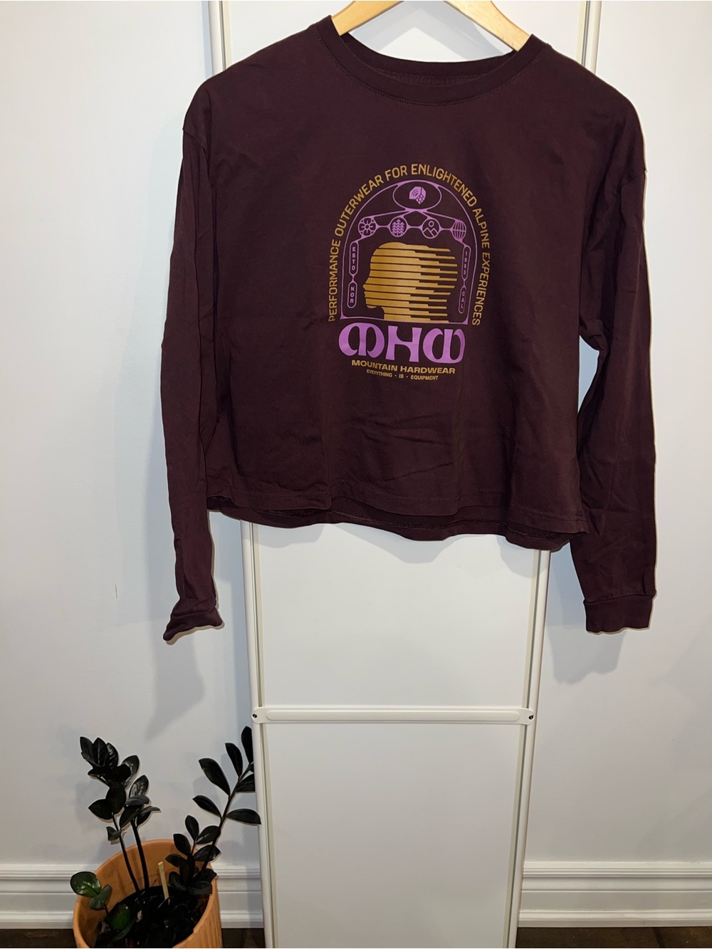 Mountain Hardware Experiences Purple Boxy Crop Long Sleeve Tee